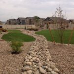 residential landscape design with shrubs