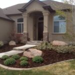 front yard landscape design with bushes